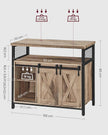 Sideboard – Wood – Rustic Brown and Black – Adjustable Shelf with Sliding Barn Doors