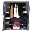 Wardrobe – Canvas – Grey – Clothes Hanging Rail with Storage Shelves