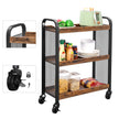 Rolling Kitchen Cart – Steel – Rustic Brown – Space-Saving with Universal Castors