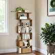 6-Tier Bookshelf – Wood – White – Freestanding Room Divider