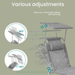 Folding Sun Lounger – Fabric – Dark Gray – Adjustable Backrest with Sunshade