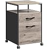 File Cabinet – Steel – Rustic Brown and Black – Rolling with Open Compartment and Stable Frame