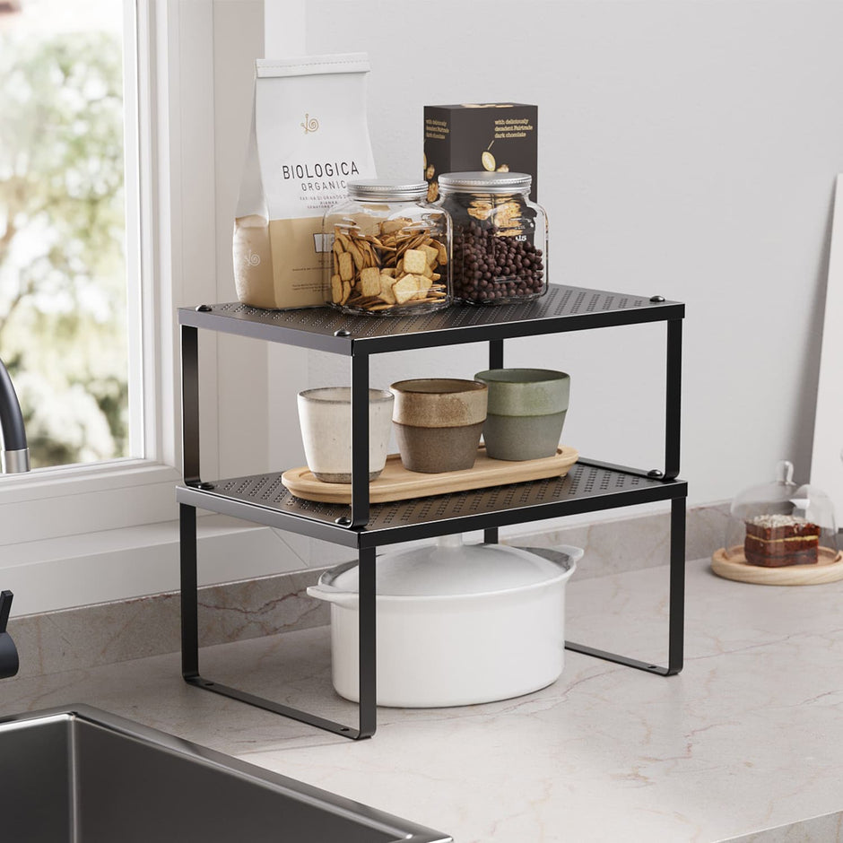 Set of 2 Spice Racks – Metal – Ink Black – Stackable and Expandable
