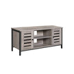 TV Console Unit – Wood – Rustic Brown – Louvered Doors, Storage Shelves