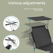 Folding Sun Lounger – Fabric – Dark Gray – Adjustable Backrest with Sunshade
