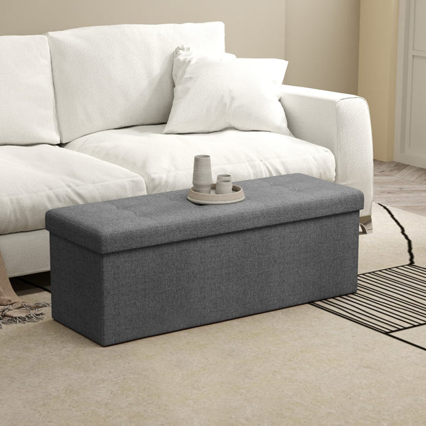 Storage Ottoman Bench – Fabric – Light Grey – Multi-Functional Storage Chest