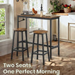 Bar Table Set – Steel – Rustic Brown and Black – Includes 2 Bar Stools