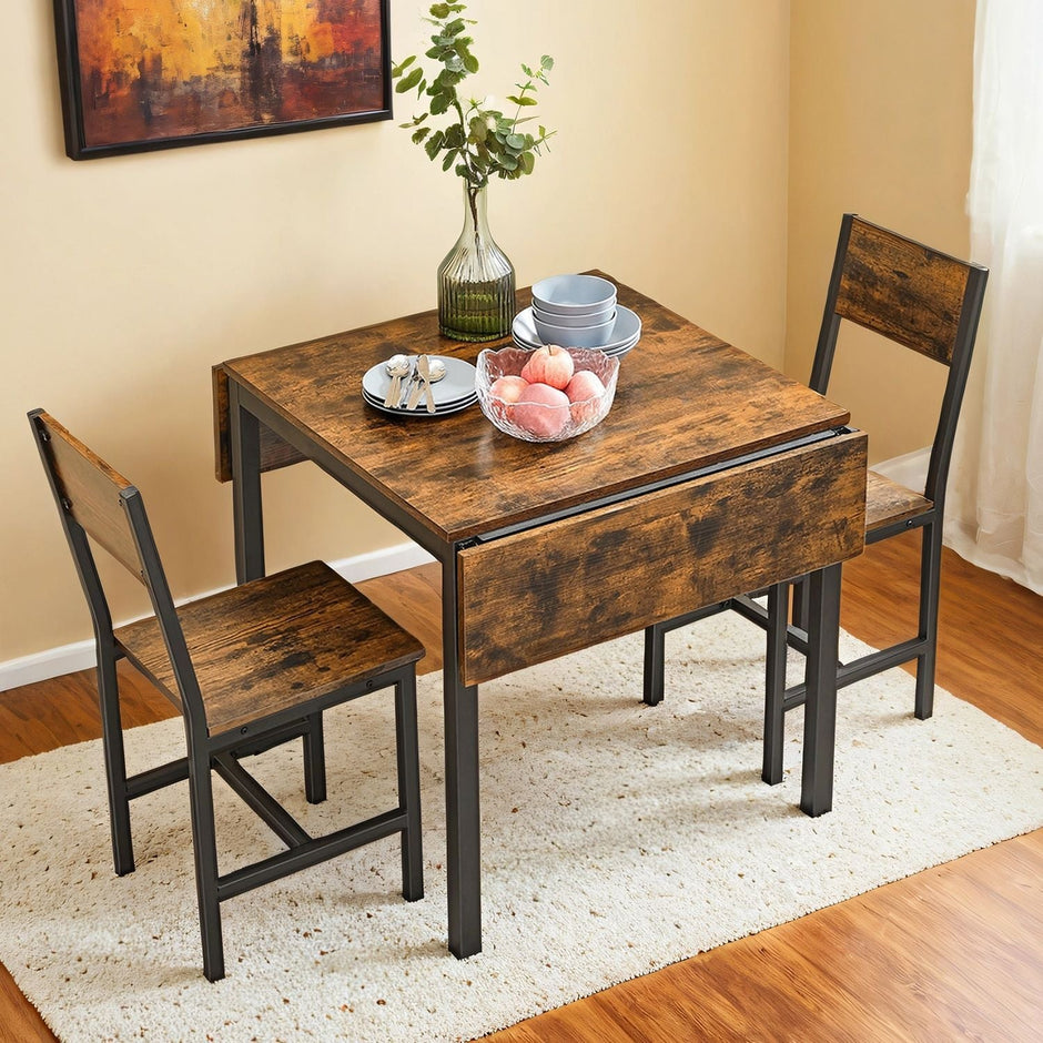 Folding Dining Table – Natural Oak and Cloud White – Drop Leaf Extendable for Small Spaces – Seats 2-4 People