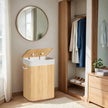 Foldable Laundry Hamper – Bamboo – Natural – 72 L Capacity with Lid and 3 Handles