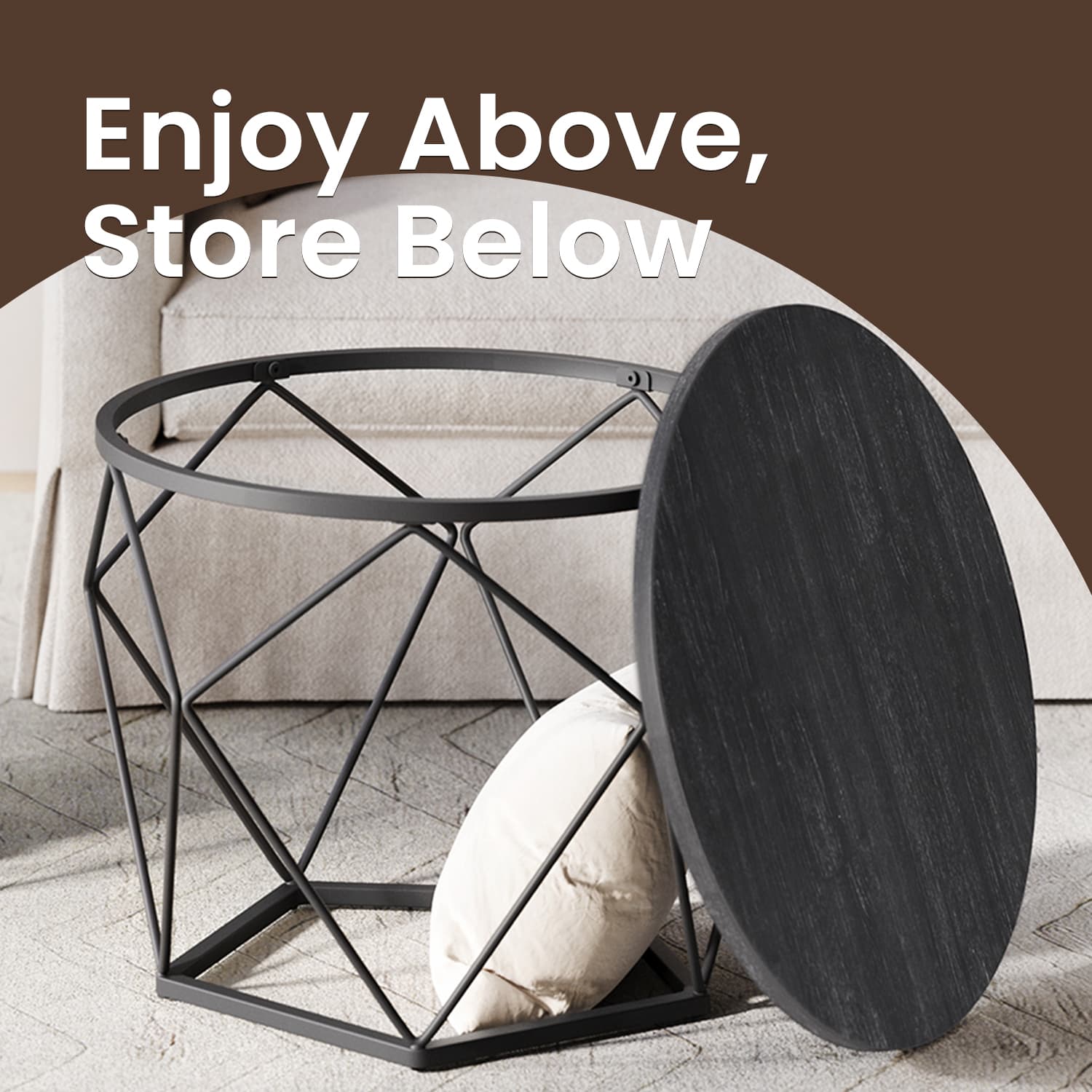 Round Coffee Tables Set – Steel – Modern – Removable Tabletop