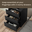 Nightstand – Wood – Cloud White – Charging Station with 3 Drawers, 2 AC Outlets, and 2 USB Ports