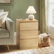 Nightstand – Wood – Natural Finish – Includes Charging Station and 3 Drawers
