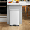 Waste Bin – Stainless Steel – White – 50L, Step-On Pedal, Soft Close, Removable Inner Bucket
