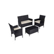 Garden Furniture Set – Polyrattan – Black and Beige – Outdoor Patio and Conservatory Use