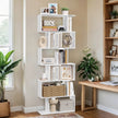 6-Tier Bookshelf – Wood – White – Freestanding Room Divider