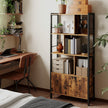 Large Bookcase – Wood – Camel Brown and Ink Black – With Doors and Tall Legs