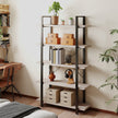 Bookshelf – Wood – Rustic Brown – 5-Tier Industrial Design
