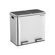 Double Recycling Bin – Plastic – White – 2 Compartments with Soft-Close Lids and Pedals