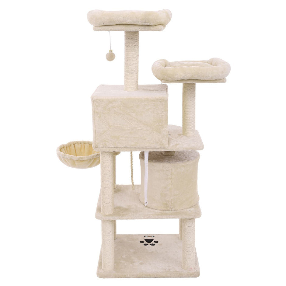 Cat Tree – Plush and Sisal – Smoky Grey – Multi-Level with Condos and Scratching Posts