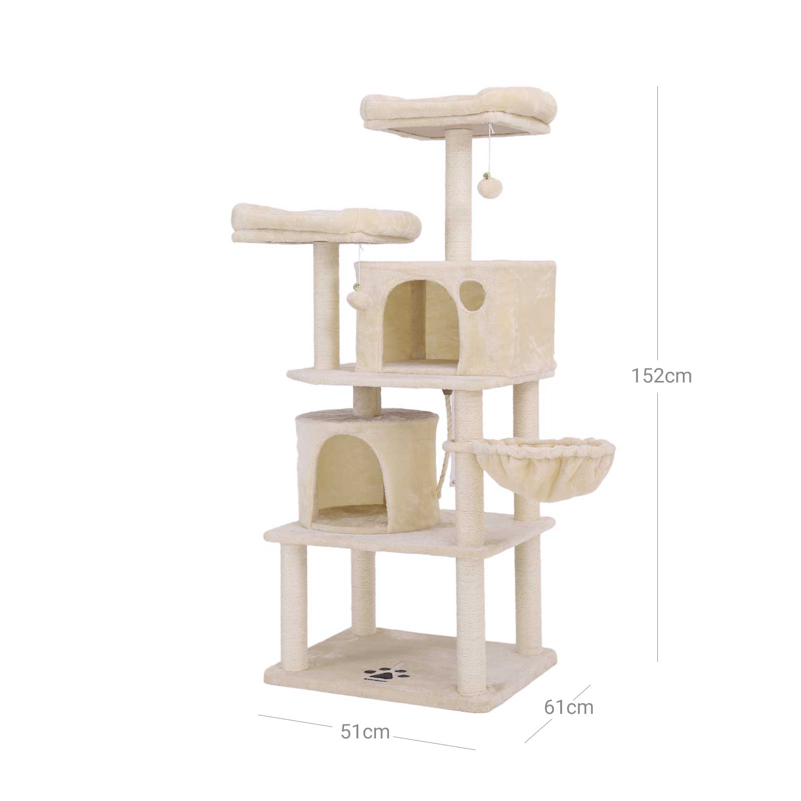 Cat Tree – Plush and Sisal – Smoky Grey – Multi-Level with Condos and Scratching Posts
