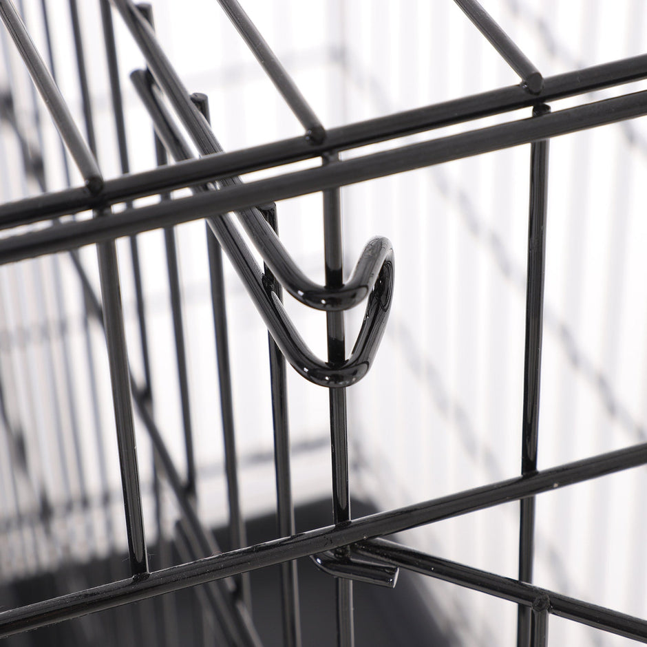 Dog Cage – Metal – Black – Folding Design with 2 Doors and Tray, XXXL 48