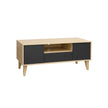TV Stand – Solid Wood – Natural Wood and Grey – Modern Design with 2 Doors and Drawer