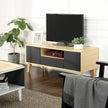 TV Stand – Solid Wood – Natural Wood and Grey – Modern Design with 2 Doors and Drawer