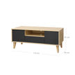 TV Stand – Solid Wood – Natural Wood and Grey – Modern Design with 2 Doors and Drawer
