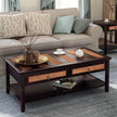 Coffee Table – Solid Wood – Rustic – 2 Drawers with Storage Shelf