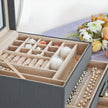 Jewellery Organiser – Wood and Glass – White – 3-Layer with 2 Drawers