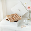 Jewellery Box – Wood – White – 2-Layer Organiser with Removable Tray