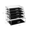Transparent Makeup Storage Organizer – Polystyrene – Clear – Stackable with 5 Drawers