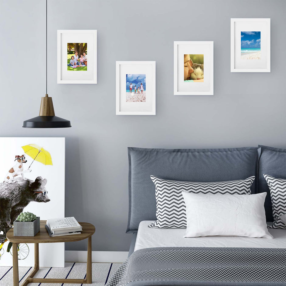 Picture Frame Set – Glass Front and MDF – White – A4 and 5x7 Inch Sizes