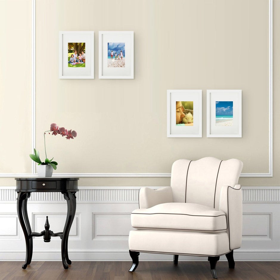 Picture Frame Set – Glass Front and MDF – White – A4 and 5x7 Inch Sizes