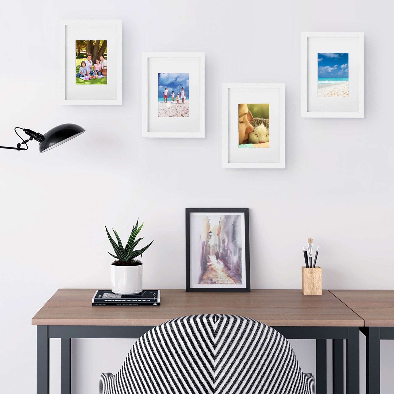 Picture Frame Set – Glass Front and MDF – White – A4 and 5x7 Inch Sizes
