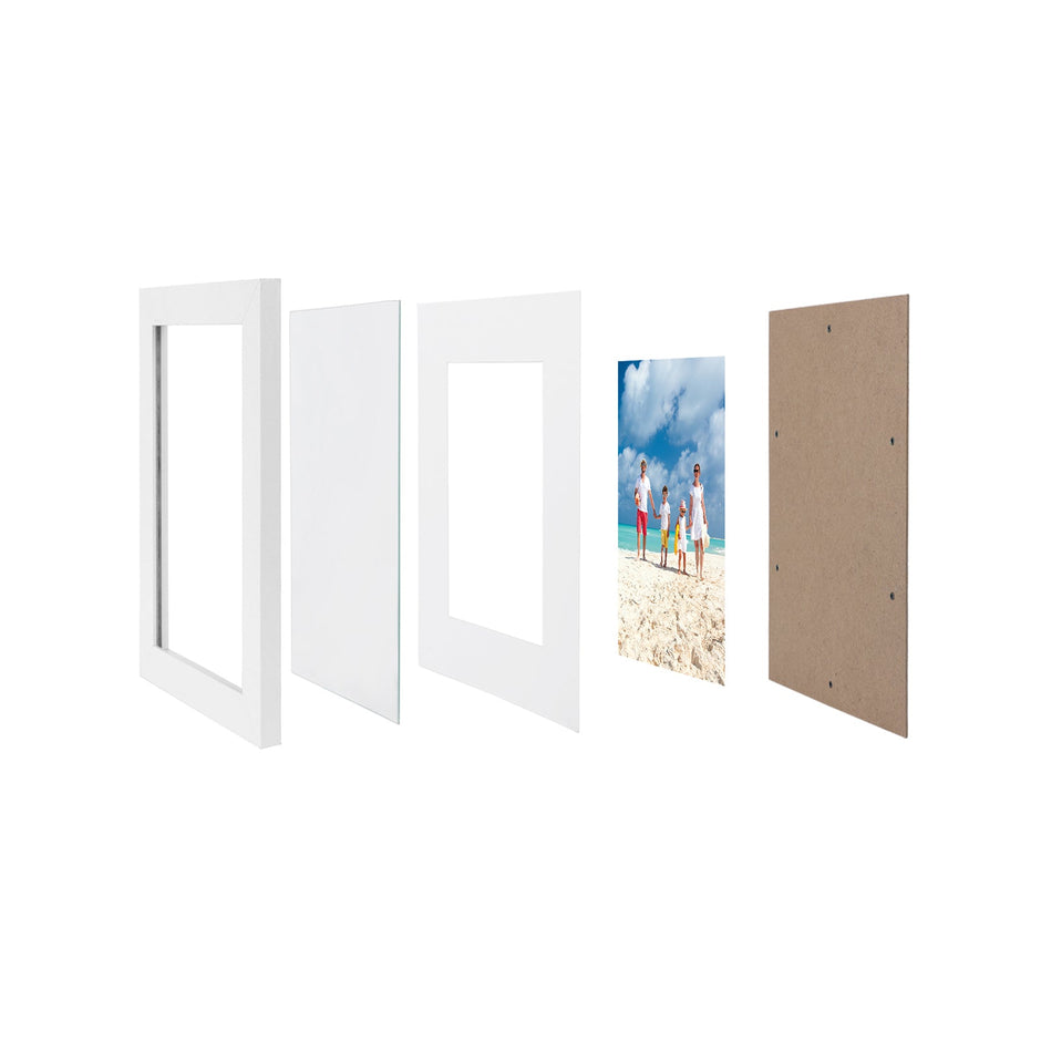 Picture Frame Set – Glass Front and MDF – White – A4 and 5x7 Inch Sizes