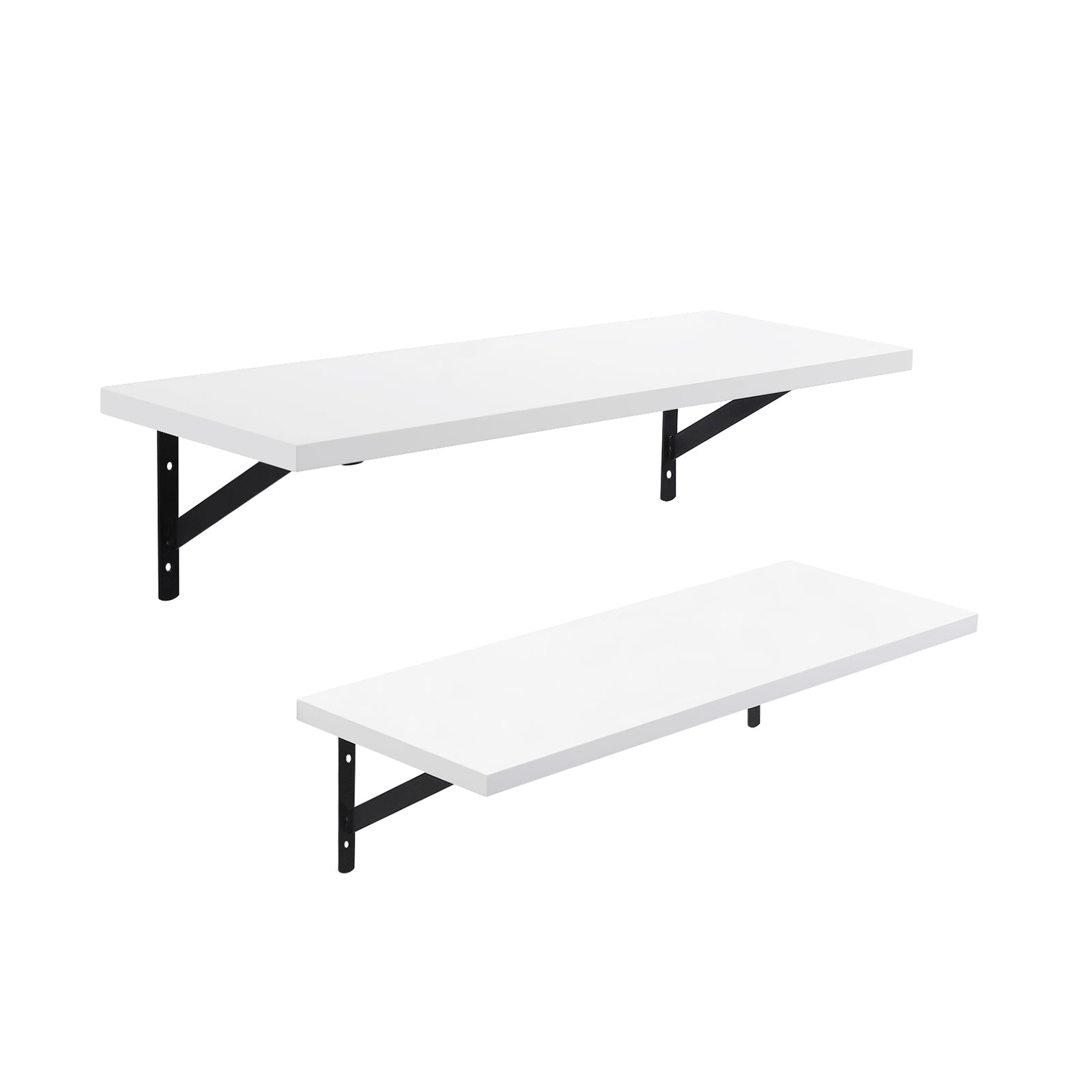 Floating Shelves – MDF – Gloss White – Set of 2 with Max. Load Capacity 15kg