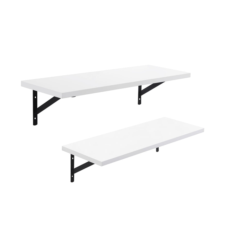 Floating Shelves – MDF – Gloss White – Set of 2 with Max. Load Capacity 15kg