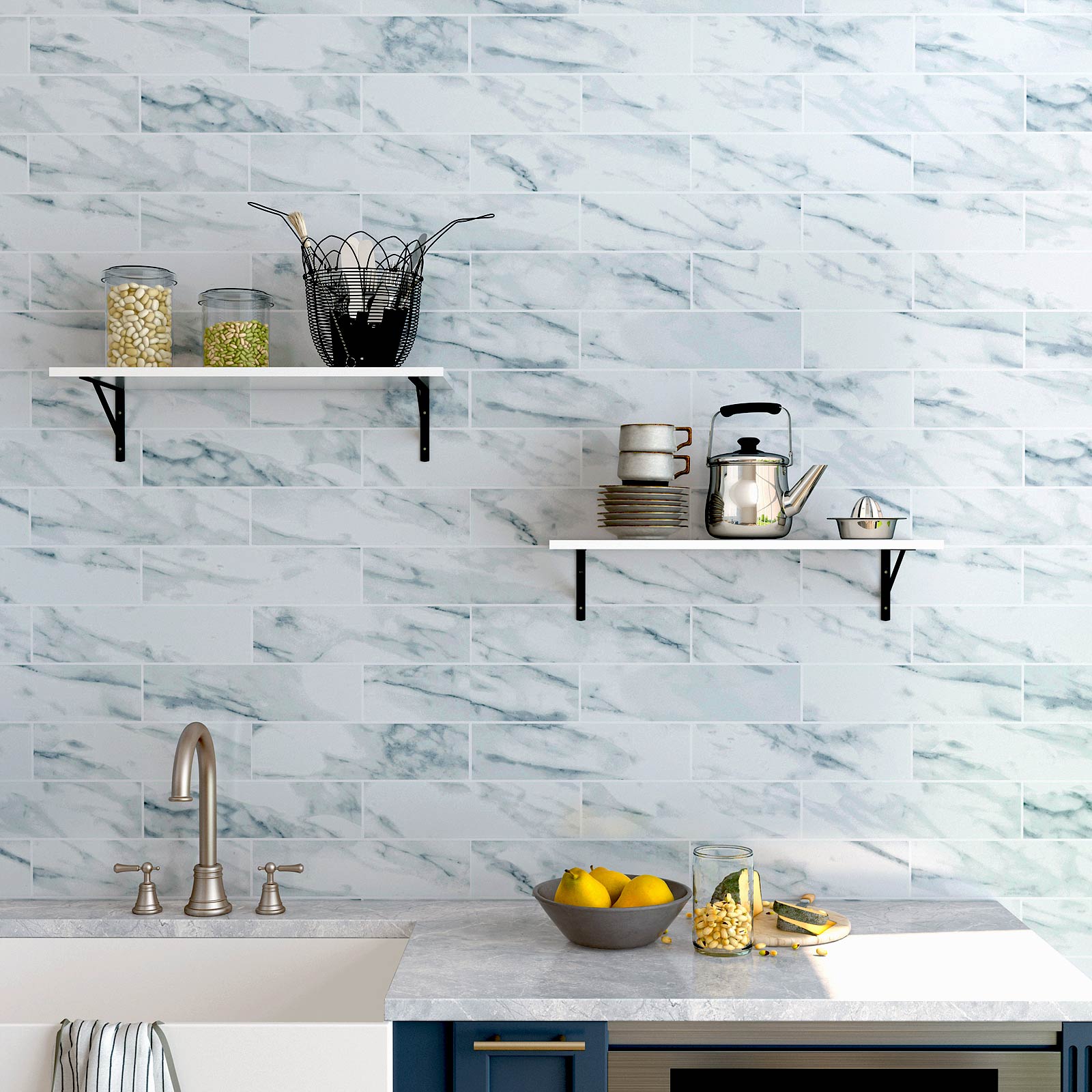 Floating Shelves – MDF – Gloss White – Set of 2 with Max. Load Capacity 15kg