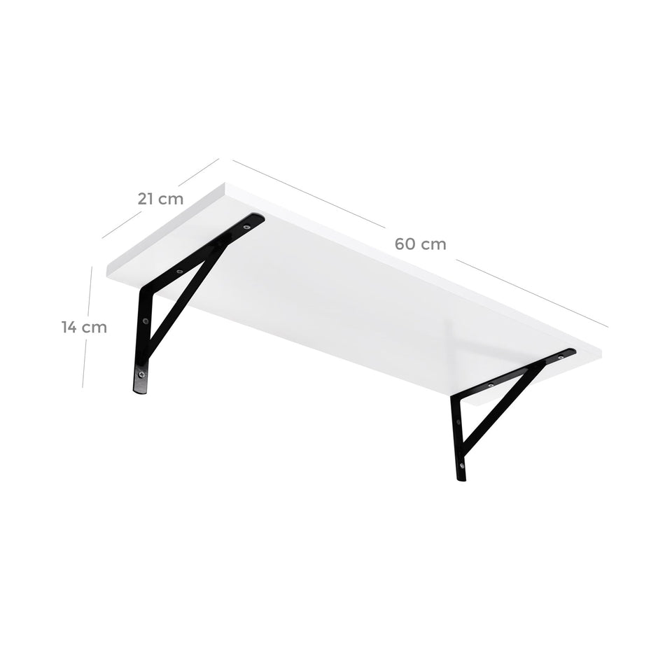 Floating Shelves – MDF – Gloss White – Set of 2 with Max. Load Capacity 15kg