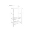 Clothes Rack – Metal – White – 2 Hanging Rails and 2 Storage Shelves
