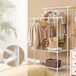 Clothes Rack – Metal – White – 2 Hanging Rails and 2 Storage Shelves