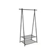 2-Tier Coat Rack – Metal – Black – Entryway Organizer with Shoe and Hat Storage