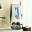 2-Tier Coat Rack – Metal – Black – Entryway Organizer with Shoe and Hat Storage