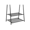 2-Tier Coat Rack – Metal – Black – Entryway Organizer with Shoe and Hat Storage
