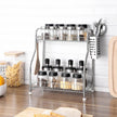 2-Tier Countertop Organiser – Metal – Silver – Includes Cutlery Holder and Hooks