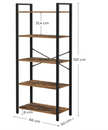 5-Tier Storage Rack – Steel Frame – Rustic Brown and Black – Industrial Style