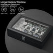 12-Slot Watch Box Organizer – Synthetic Leather – Black with Greenish Grey Lining – Large Glass Lid and Removable Watch Pillows