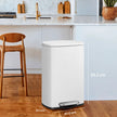 Waste Bin – Stainless Steel – White – 50L, Step-On Pedal, Soft Close, Removable Inner Bucket