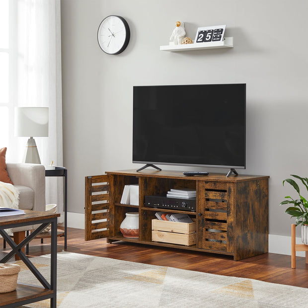 TV Cabinet – Engineered Wood – Rustic Brown – Adjustable Shelves with Cable Management